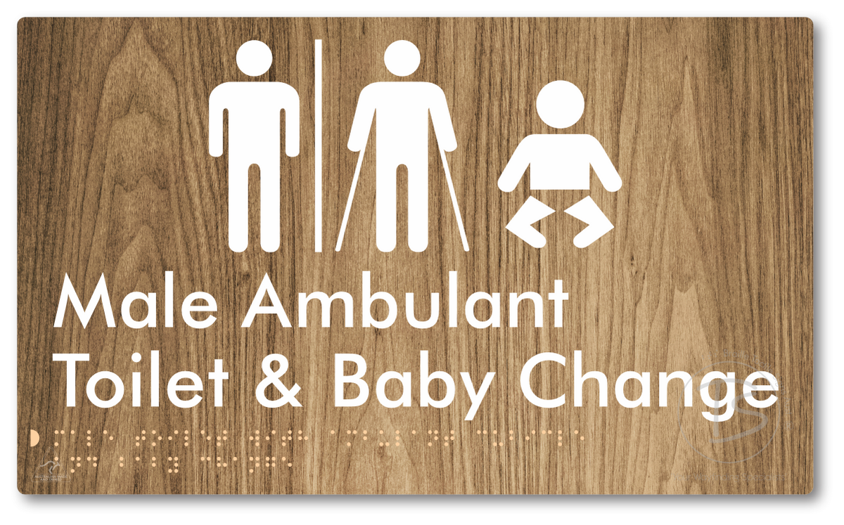 Male Toilet with Ambulant Cubicle and Baby Change with Air Lock - Braille Tactile Signs Aust.