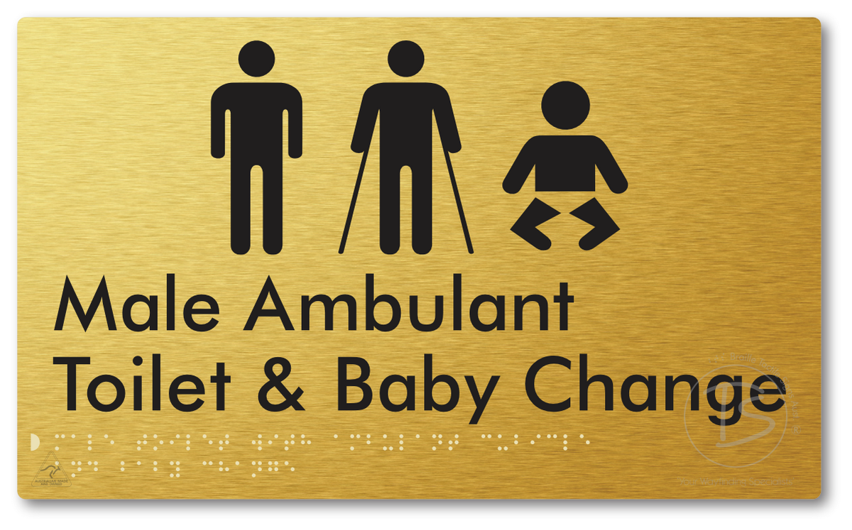 Male Toilet with Ambulant Cubicle and Baby Change - Braille Tactile Signs Aust.