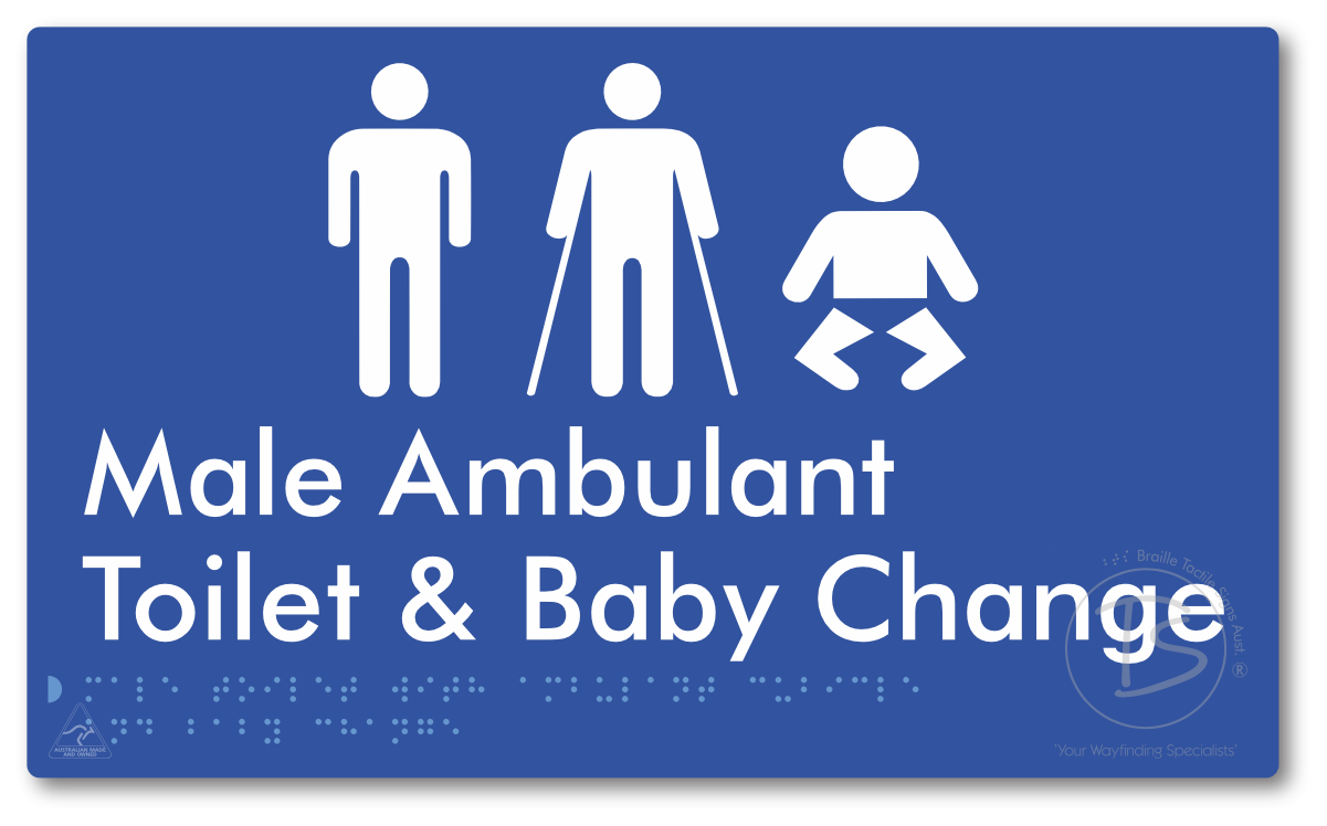 Male Toilet with Ambulant Cubicle and Baby Change - Braille Tactile Signs Aust.