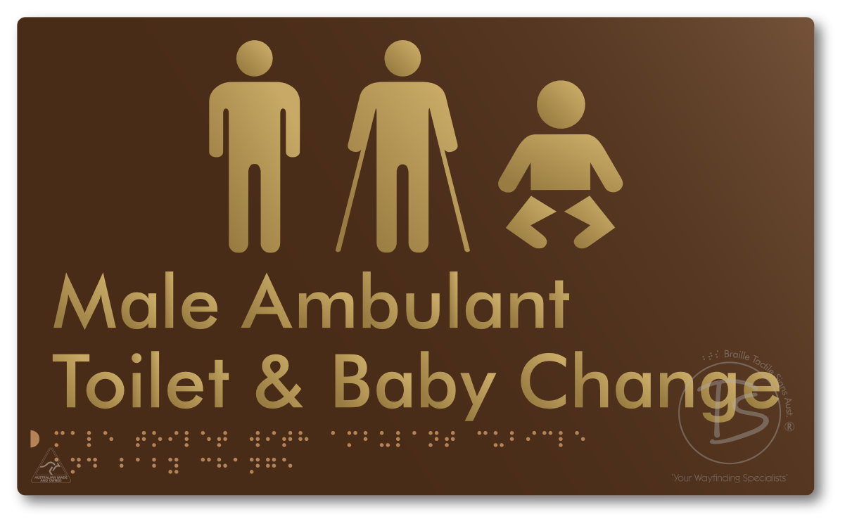 Male Toilet with Ambulant Cubicle and Baby Change - Braille Tactile Signs Aust.