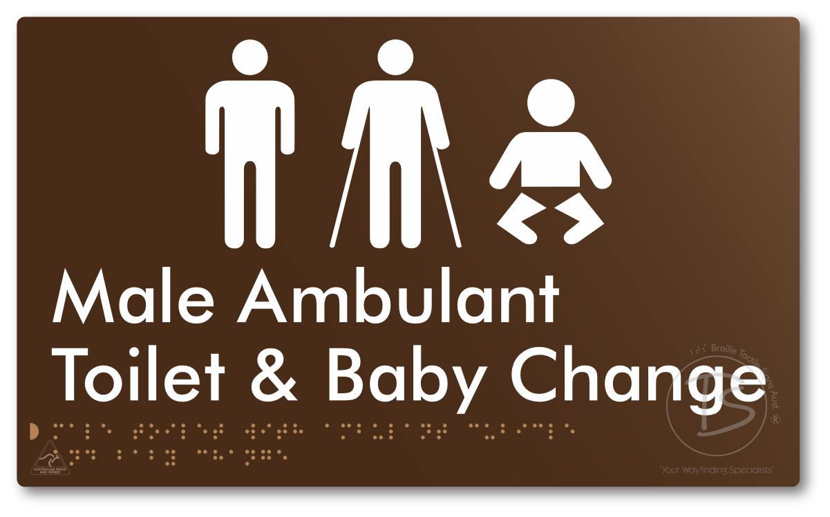 Male Toilet with Ambulant Cubicle and Baby Change - Braille Tactile Signs Aust.