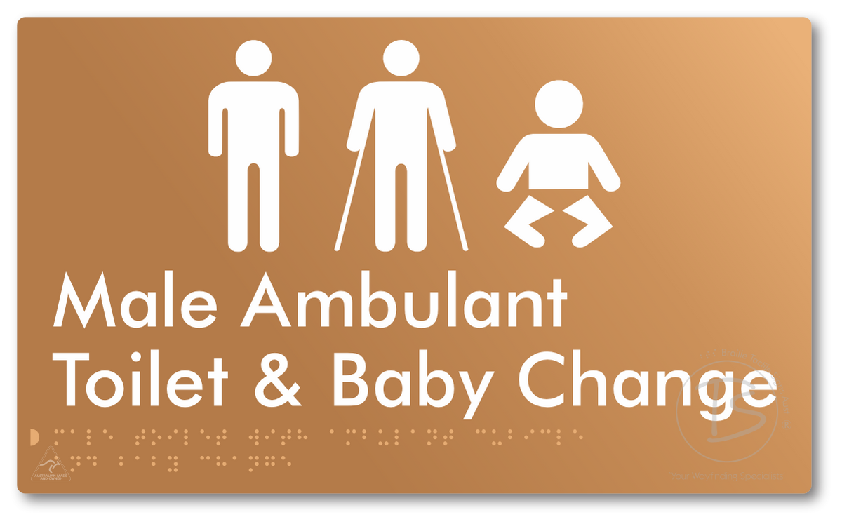Male Toilet with Ambulant Cubicle and Baby Change - Braille Tactile Signs Aust.
