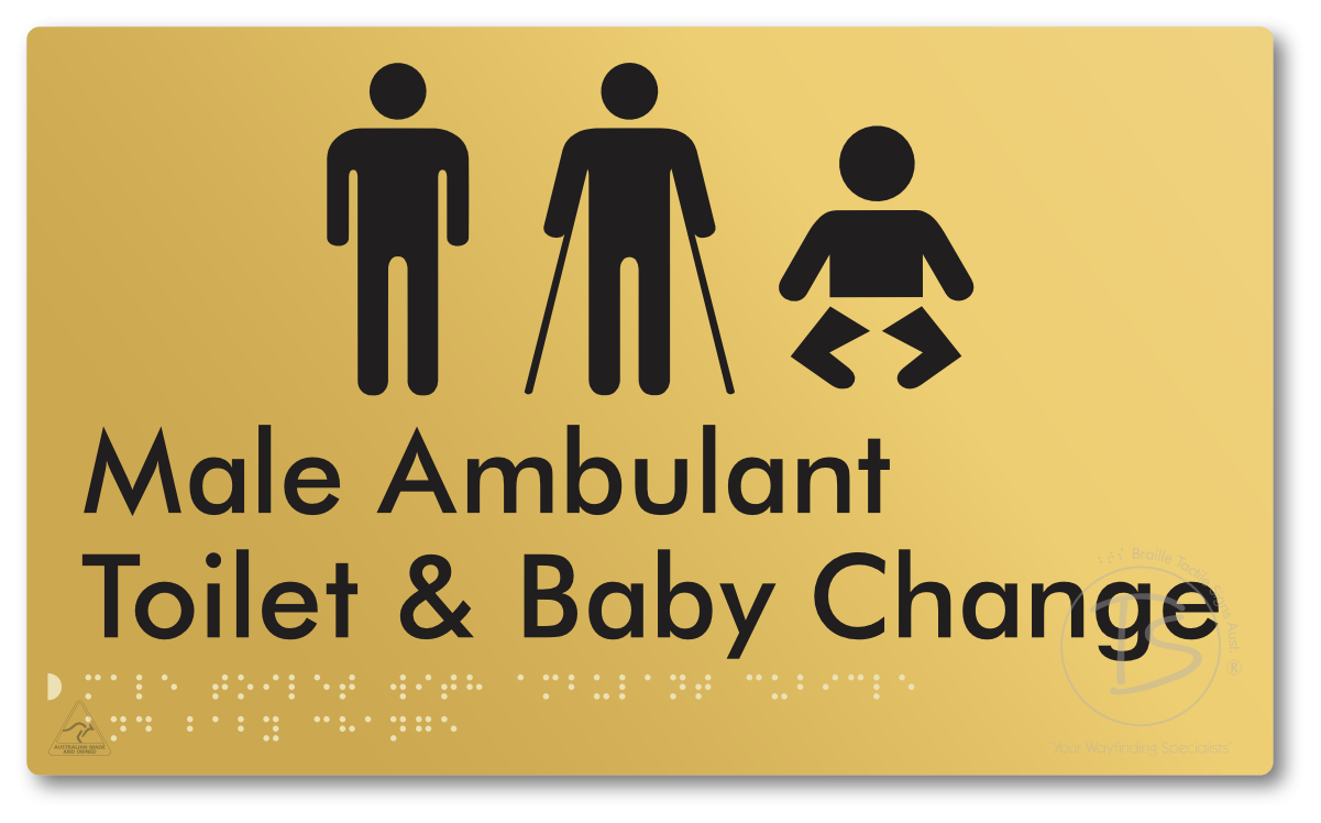 Male Toilet with Ambulant Cubicle and Baby Change - Braille Tactile Signs Aust.