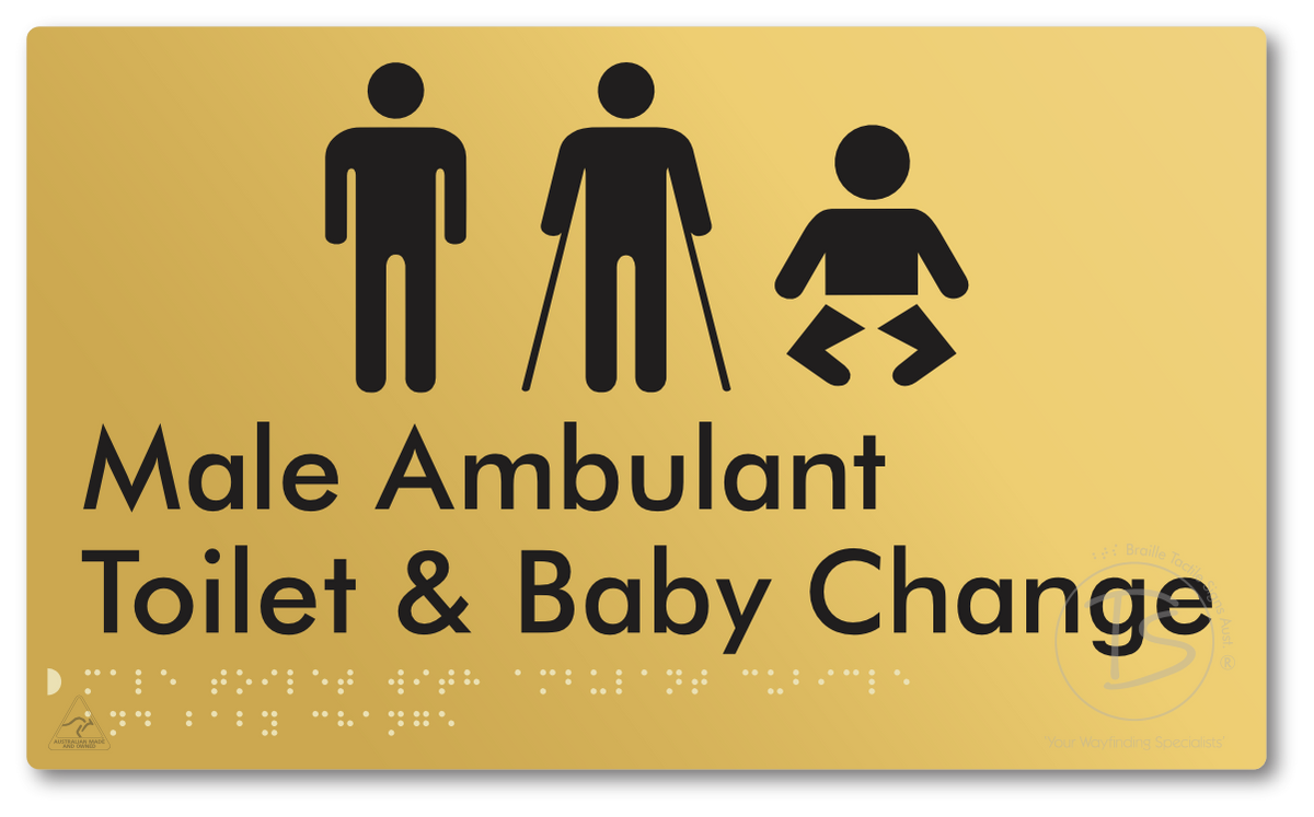 Male Toilet with Ambulant Cubicle and Baby Change - Braille Tactile Signs Aust.
