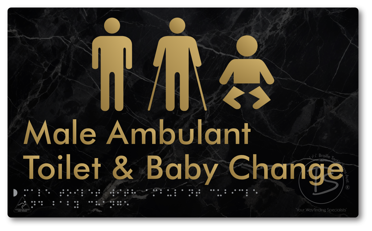Male Toilet with Ambulant Cubicle and Baby Change - Braille Tactile Signs Aust.