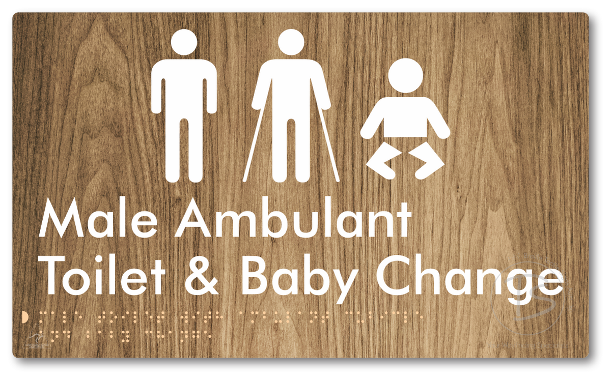 Male Toilet with Ambulant Cubicle and Baby Change - Braille Tactile Signs Aust.