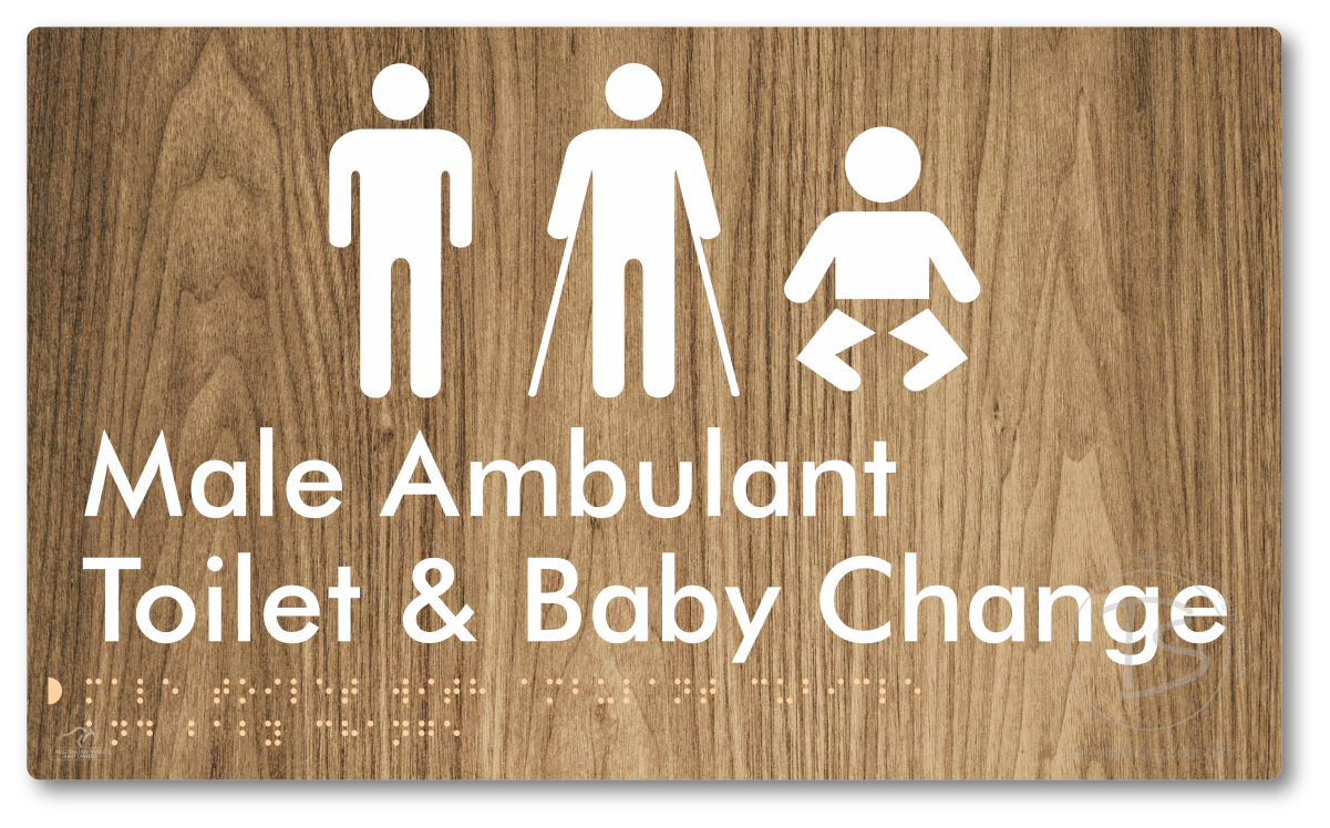 Male Toilet with Ambulant Cubicle and Baby Change - Braille Tactile Signs Aust.