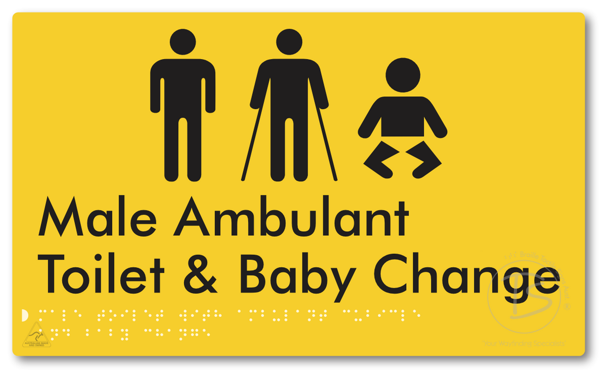 Male Toilet with Ambulant Cubicle and Baby Change - Braille Tactile Signs Aust.
