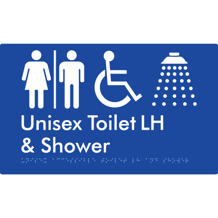 Unisex Accessible Toilet LH & Shower with Air Lock - Braille Tactile Signs Aust.