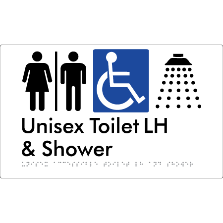 Unisex Accessible Toilet LH & Shower with Air Lock - Braille Tactile Signs Aust.