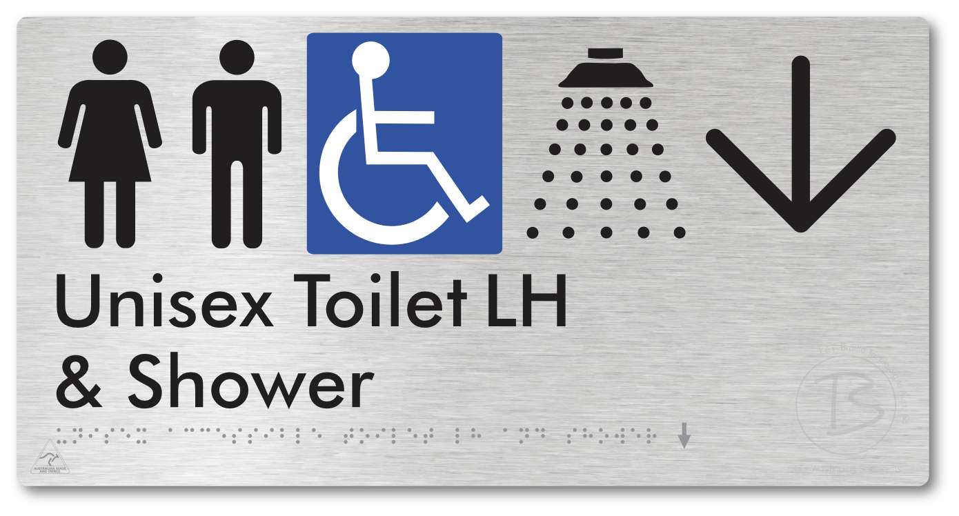 Unisex Accessible Toilet LH & Shower with Large Directional Arrow