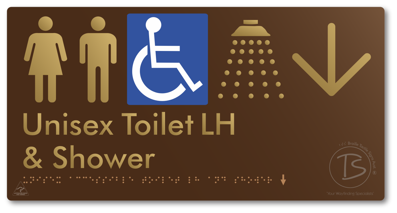 Unisex Accessible Toilet LH & Shower with Large Directional Arrow