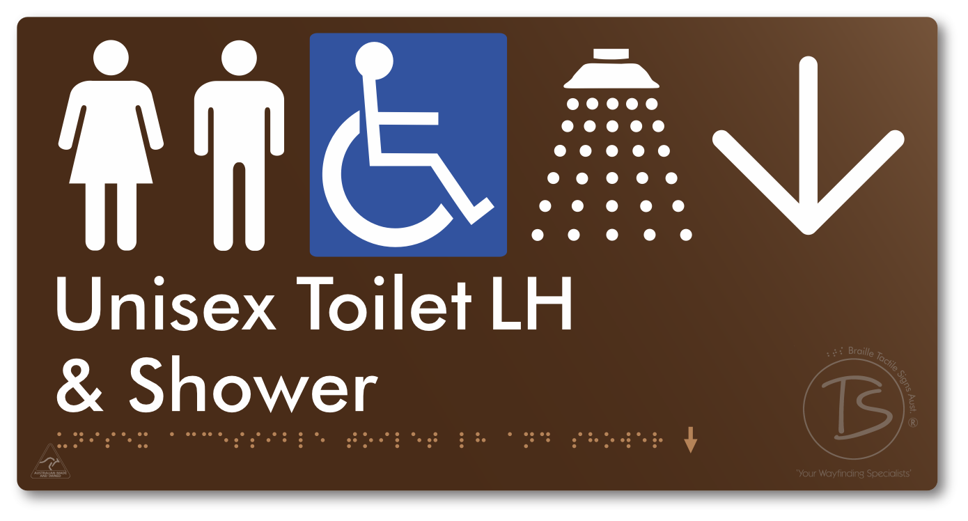 Unisex Accessible Toilet LH & Shower with Large Directional Arrow
