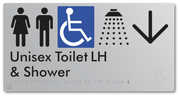 Unisex Accessible Toilet LH & Shower with Large Directional Arrow