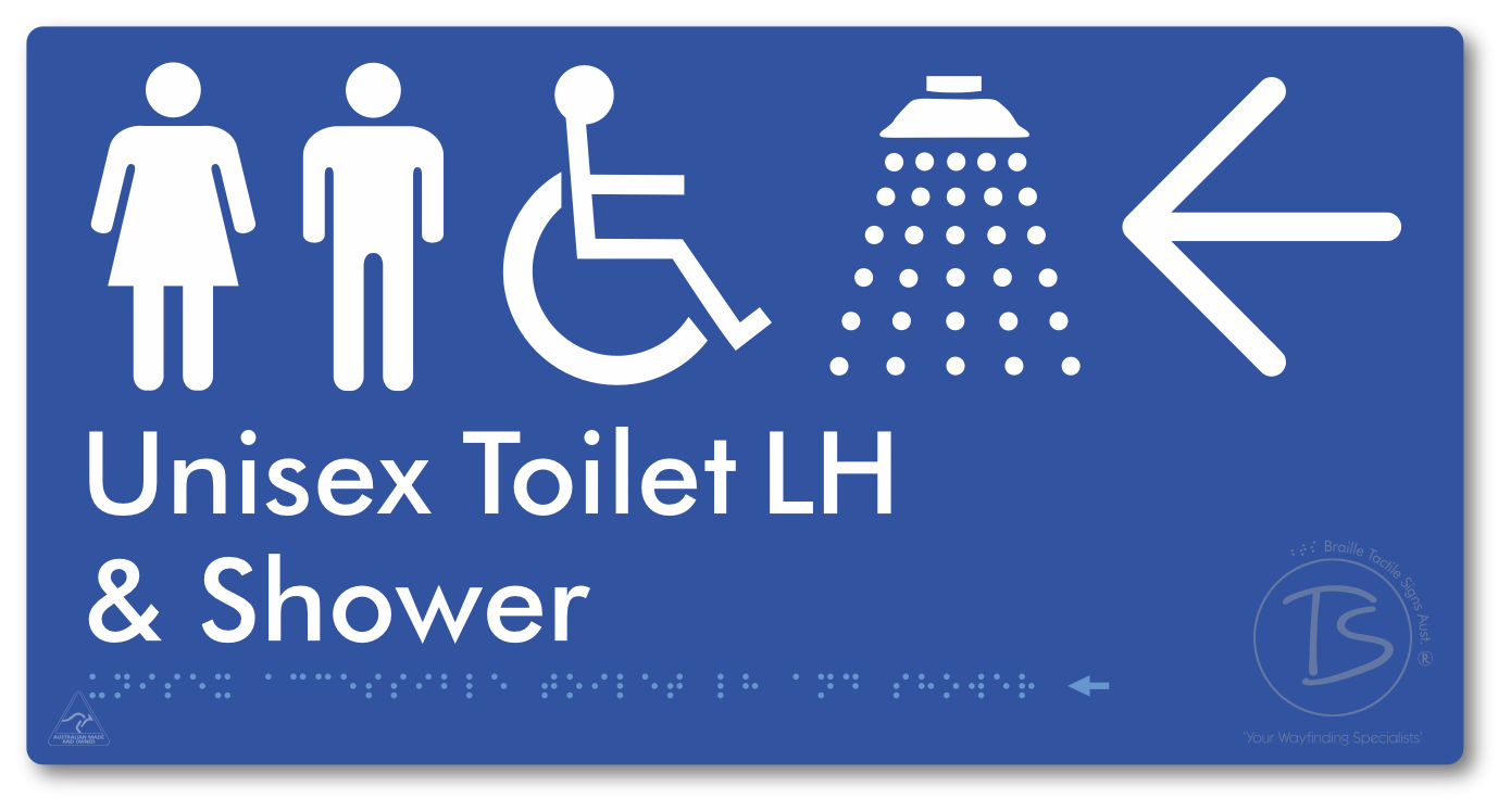 Unisex Accessible Toilet LH & Shower with Large Directional Arrow