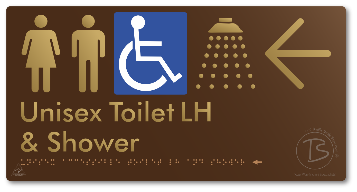 Unisex Accessible Toilet LH & Shower with Large Directional Arrow