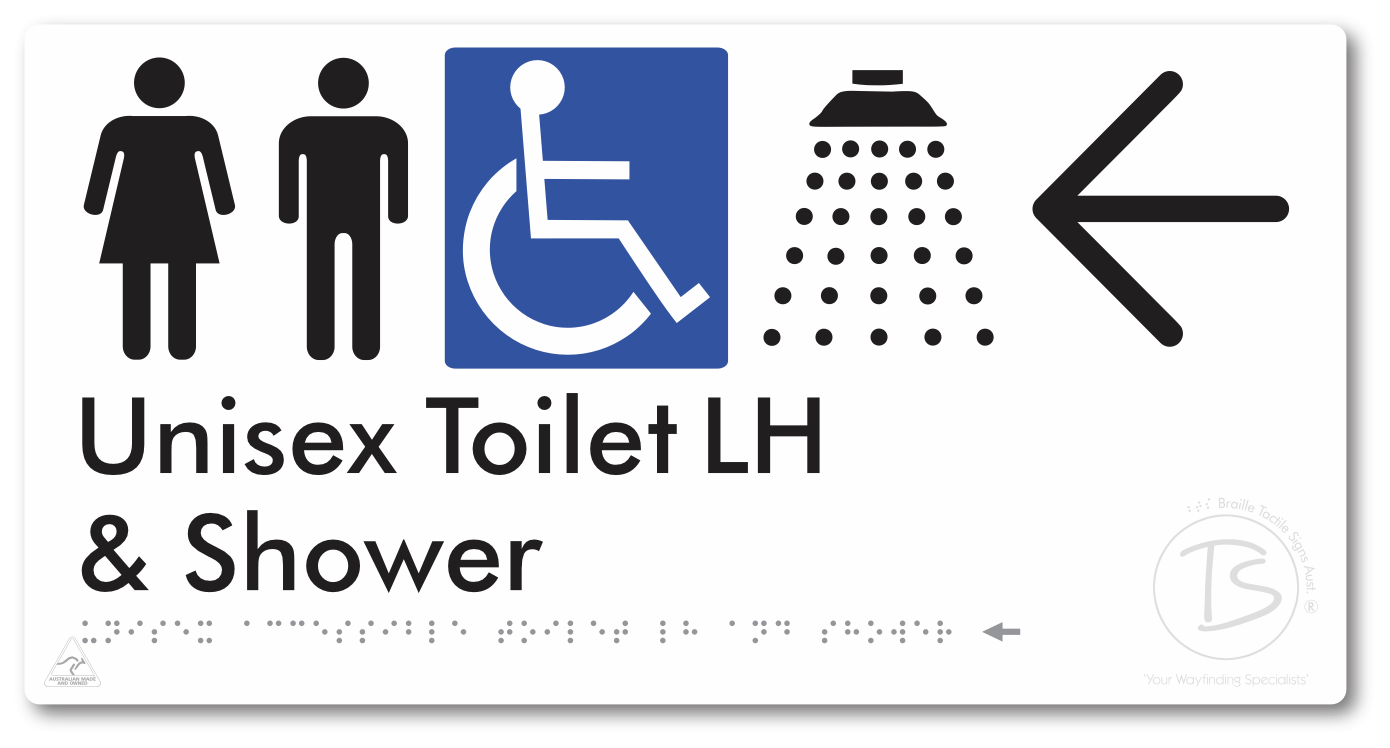 Unisex Accessible Toilet LH & Shower with Large Directional Arrow