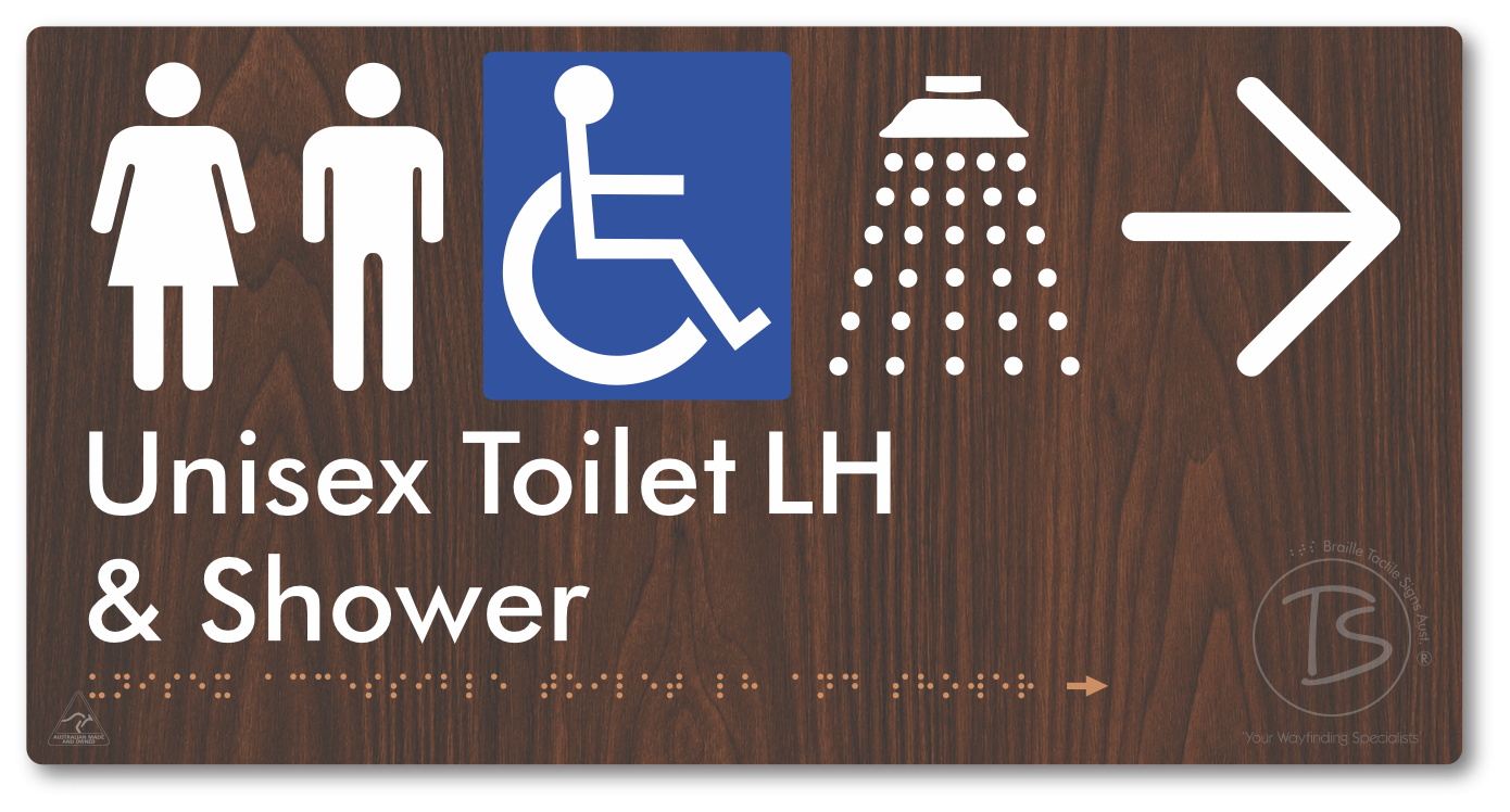 Unisex Accessible Toilet LH & Shower with Large Directional Arrow