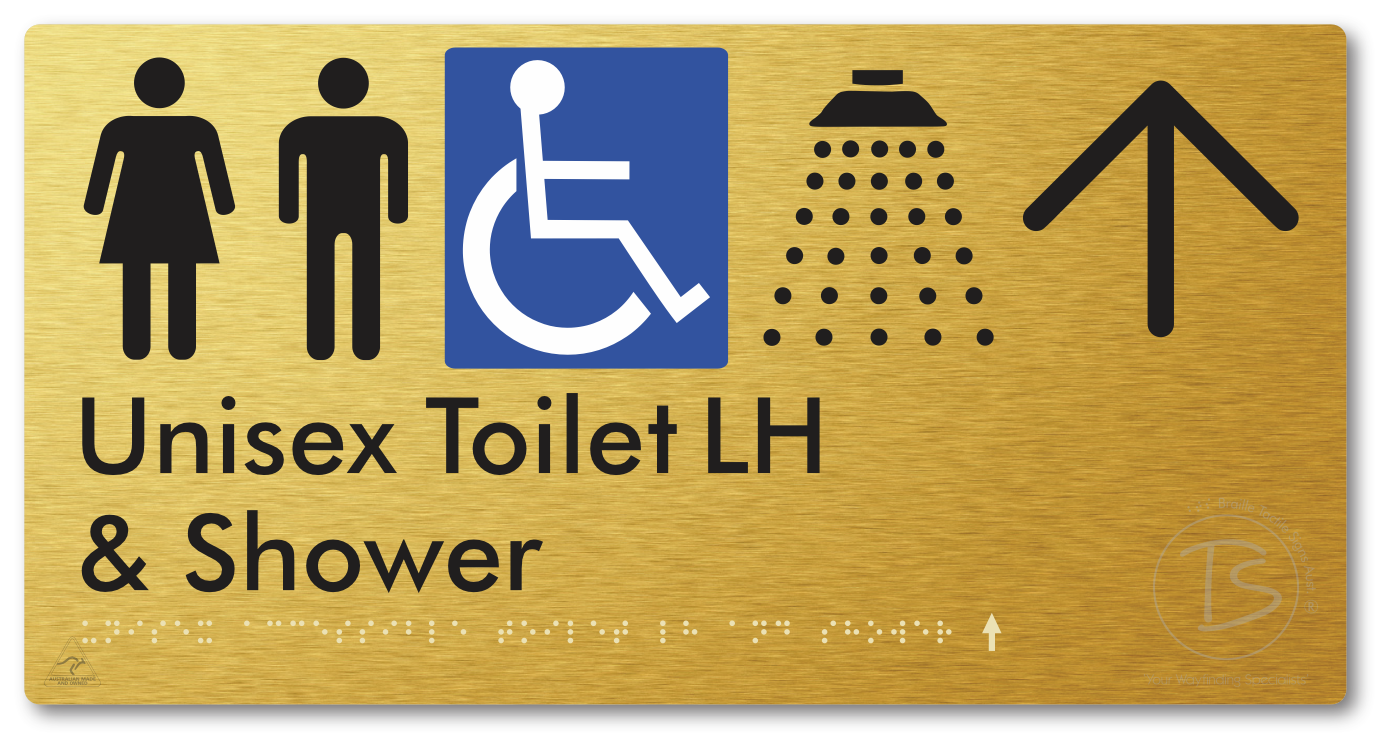 Unisex Accessible Toilet LH & Shower with Large Directional Arrow