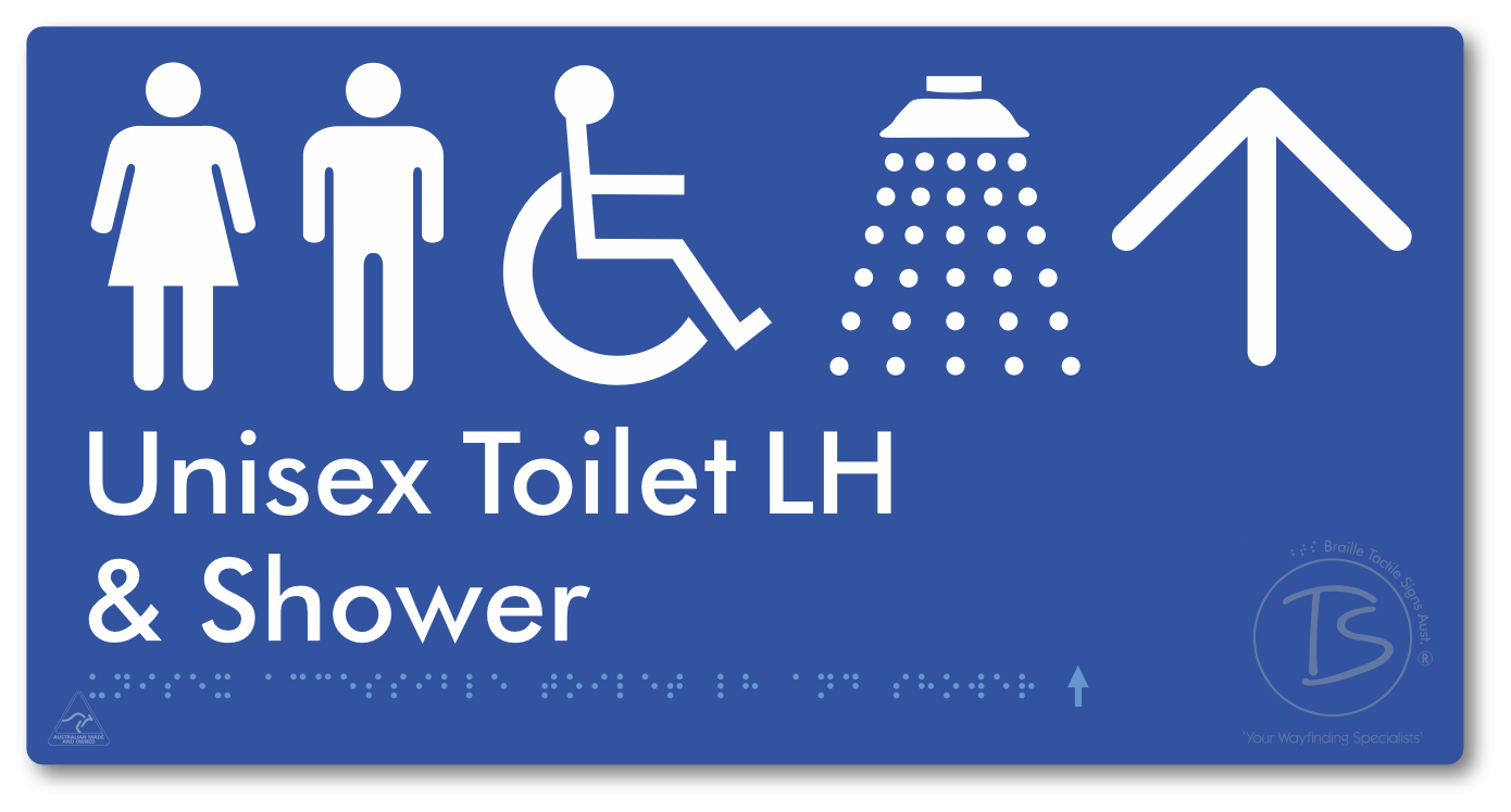 Unisex Accessible Toilet LH & Shower with Large Directional Arrow