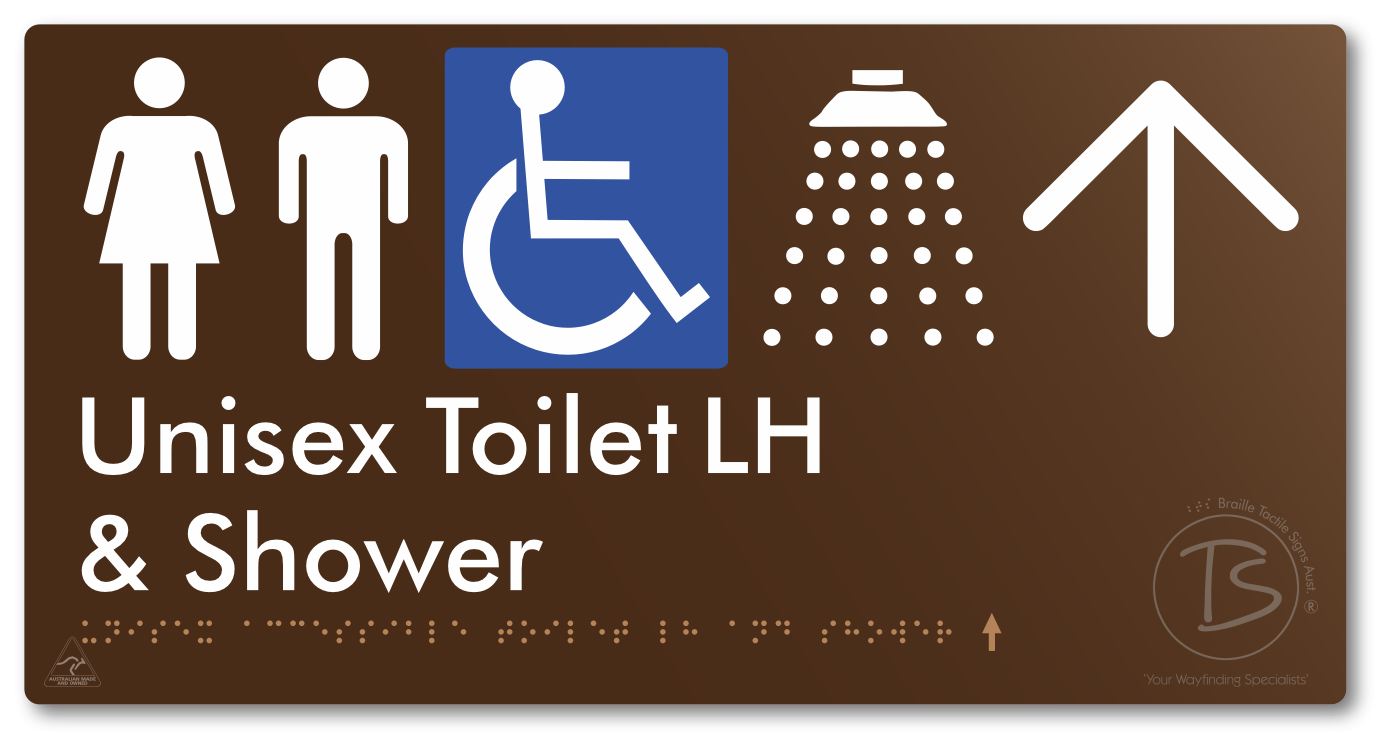 Unisex Accessible Toilet LH & Shower with Large Directional Arrow
