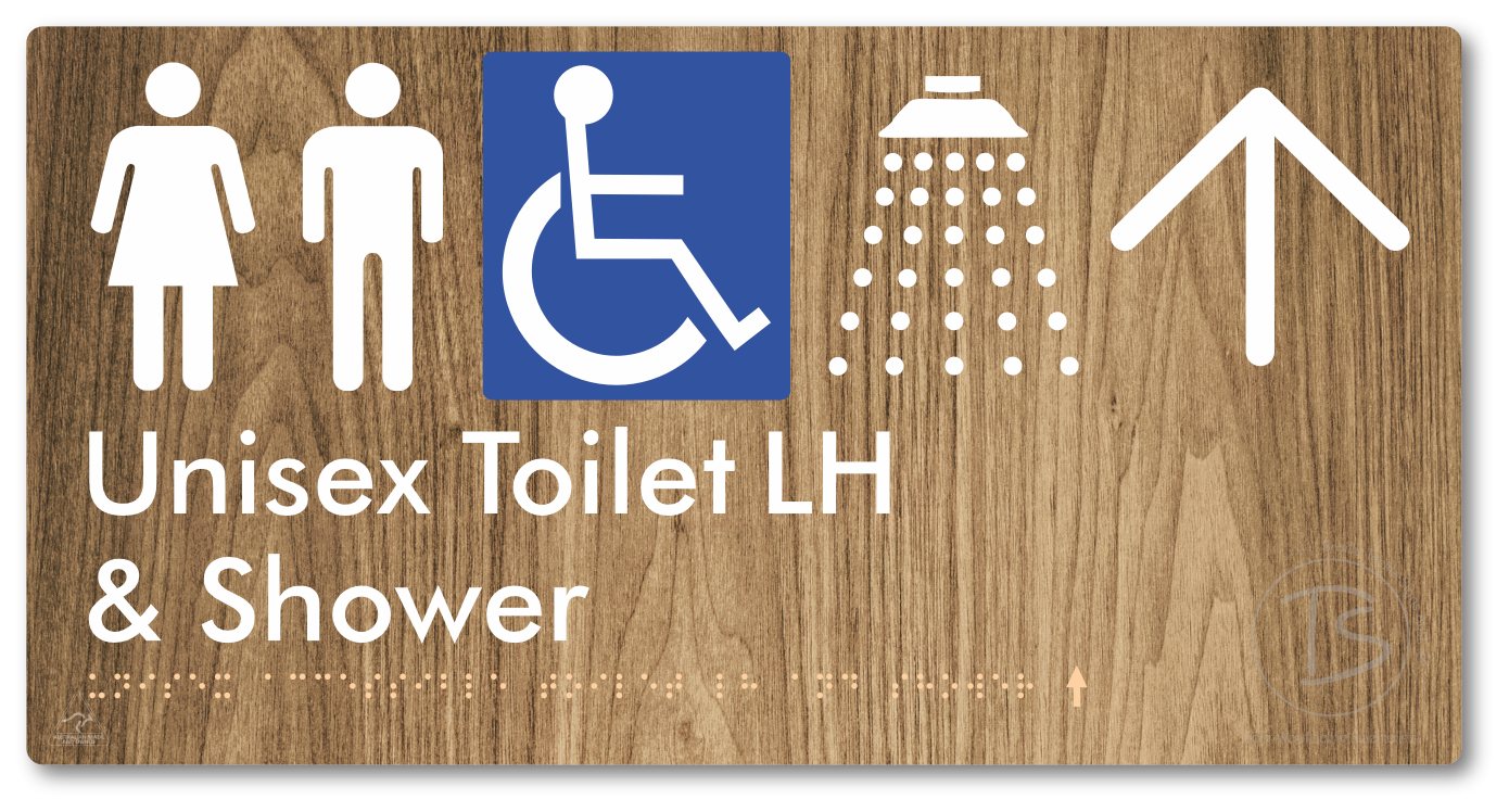 Unisex Accessible Toilet LH & Shower with Large Directional Arrow