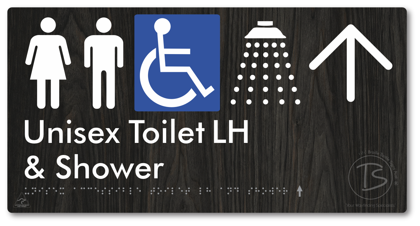 Unisex Accessible Toilet LH & Shower with Large Directional Arrow