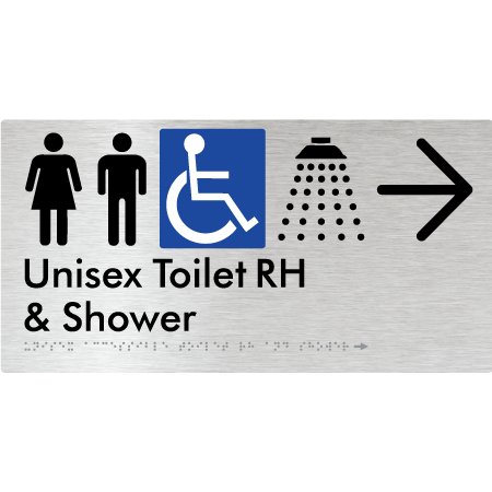 Unisex Accessible Toilet RH & Shower w/ Large Arrow: