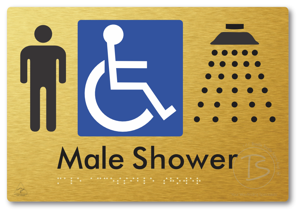 Male Accessible Shower - Braille Tactile Signs Aust.