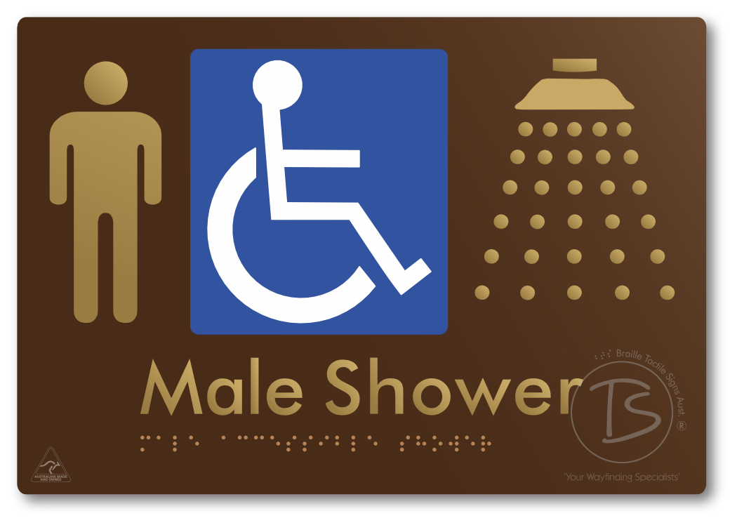 Male Accessible Shower - Braille Tactile Signs Aust.