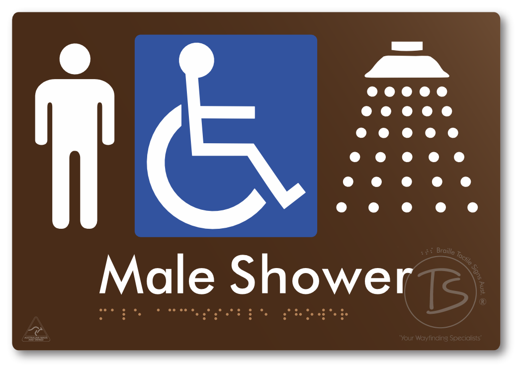 Male Accessible Shower - Braille Tactile Signs Aust.