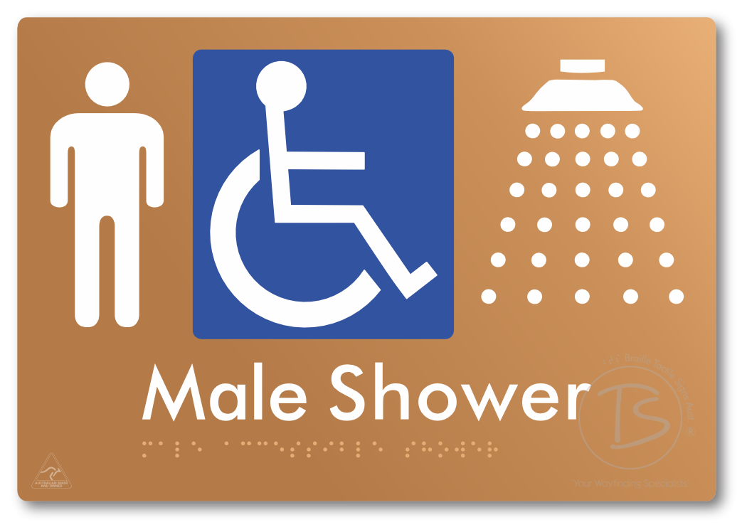 Male Accessible Shower - Braille Tactile Signs Aust.