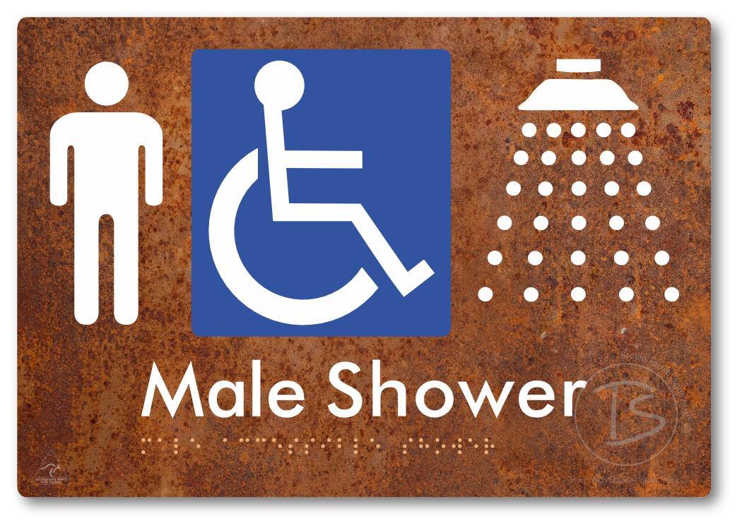 Male Accessible Shower - Braille Tactile Signs Aust.