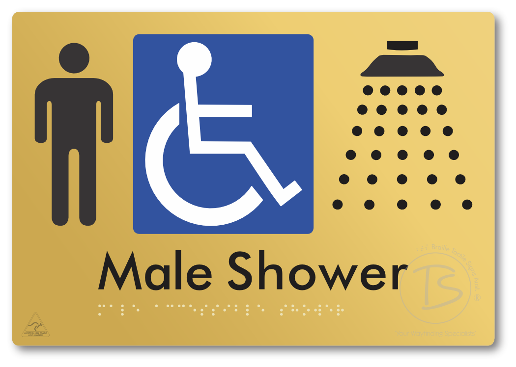 Male Accessible Shower - Braille Tactile Signs Aust.