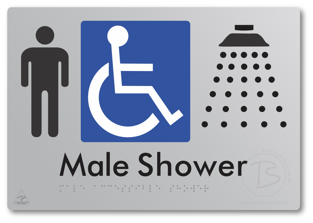 Male Accessible Shower - Braille Tactile Signs Aust.