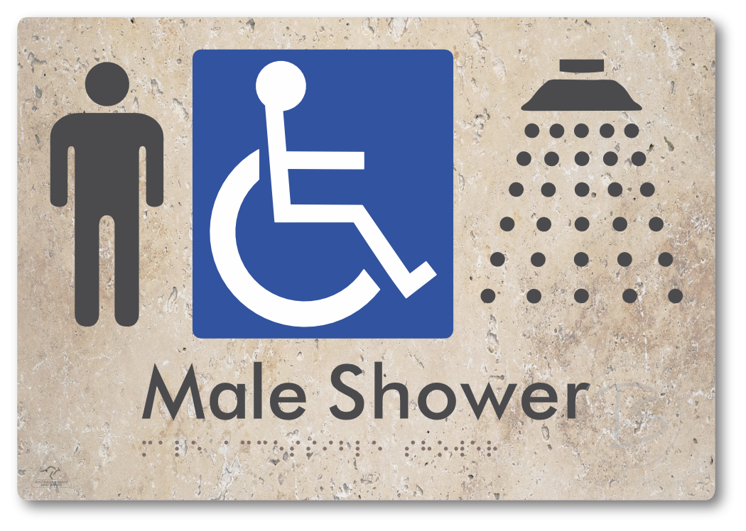 Male Accessible Shower - Braille Tactile Signs Aust.