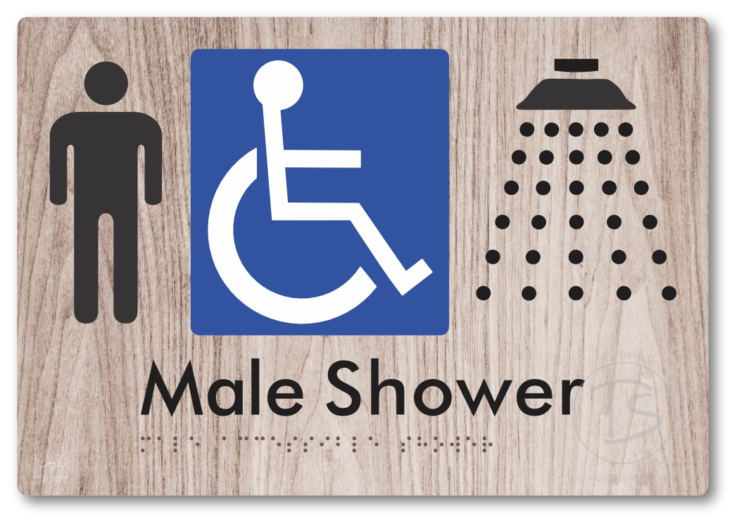 Male Accessible Shower - Braille Tactile Signs Aust.