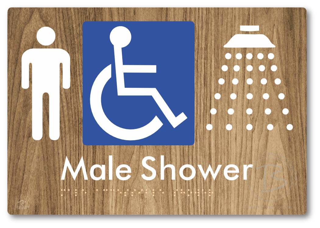 Male Accessible Shower - Braille Tactile Signs Aust.