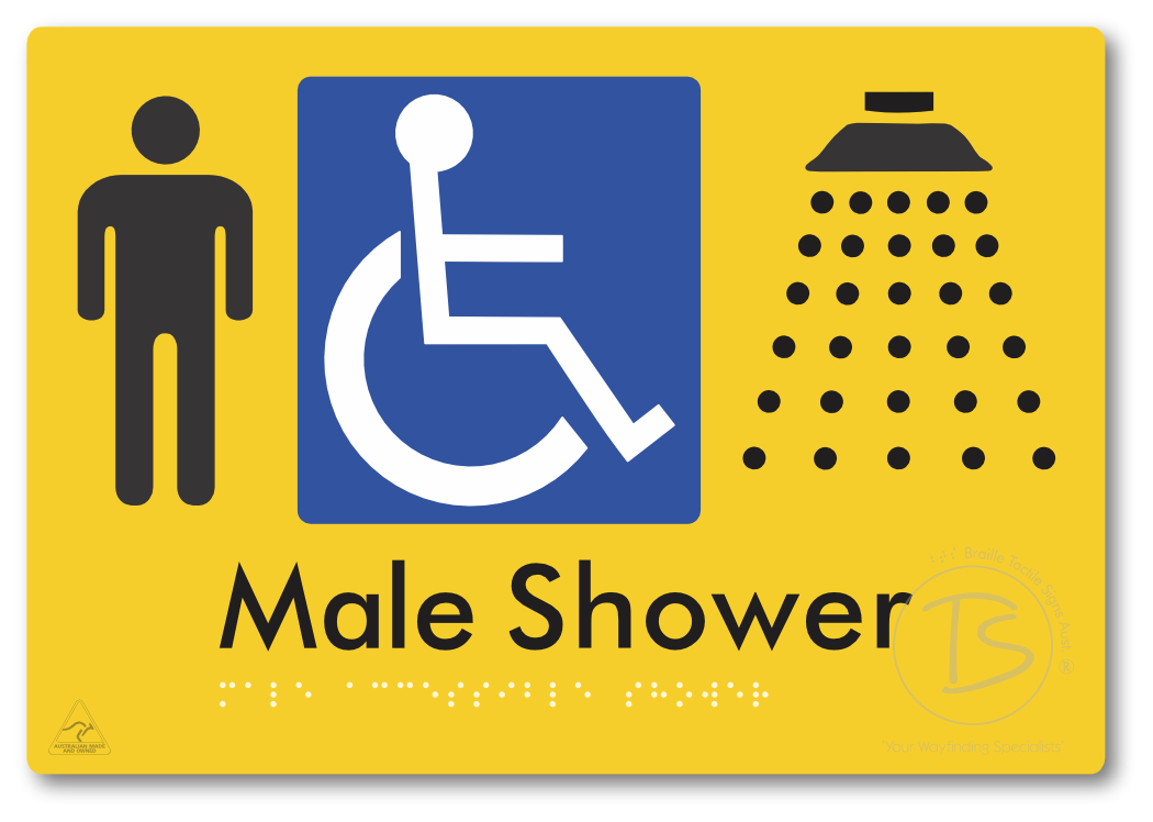 Male Accessible Shower - Braille Tactile Signs Aust.