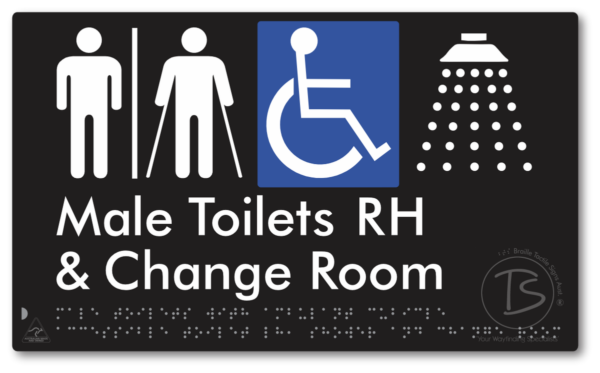Male Toilets with Ambulant Cubicle Accessible Toilet RH, Shower and Change Room with Air Lock