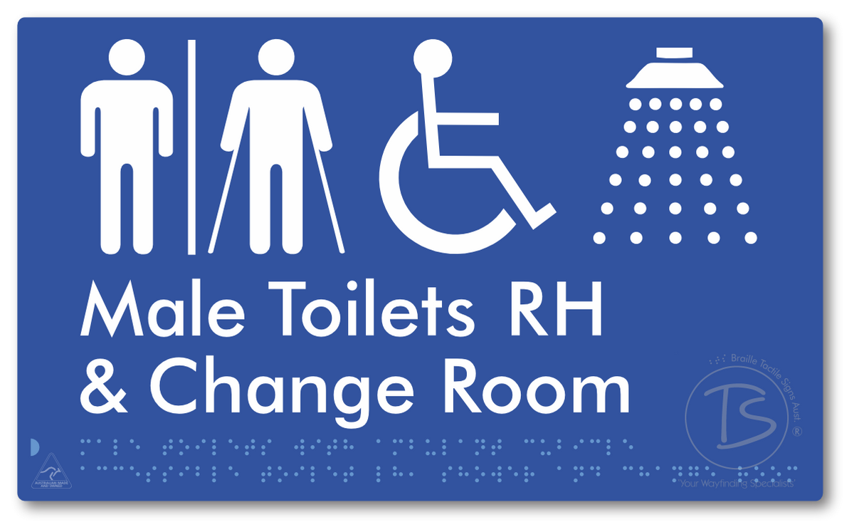 Male Toilets with Ambulant Cubicle Accessible Toilet RH, Shower and Change Room with Air Lock