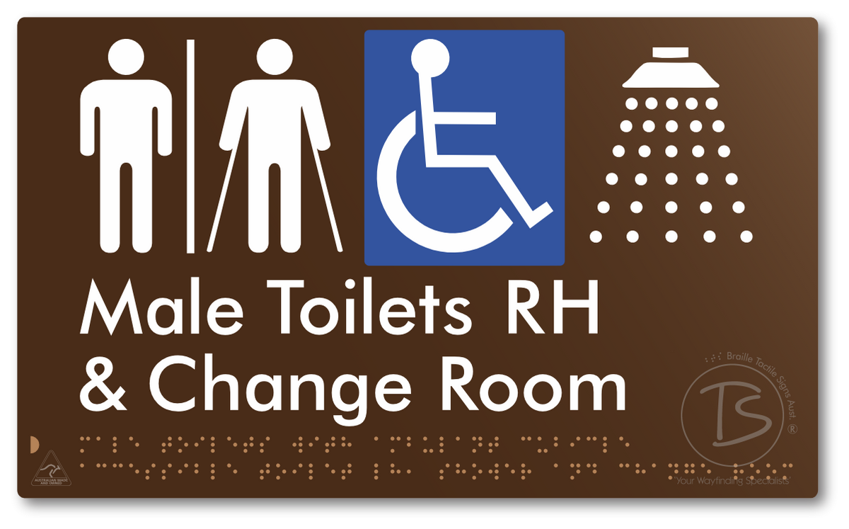 Male Toilets with Ambulant Cubicle Accessible Toilet RH, Shower and Change Room with Air Lock