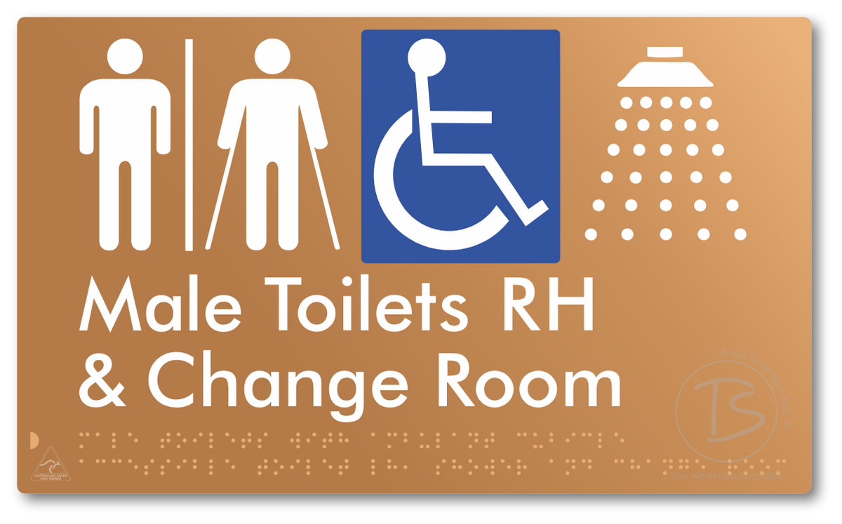 Male Toilets with Ambulant Cubicle Accessible Toilet RH, Shower and Change Room with Air Lock
