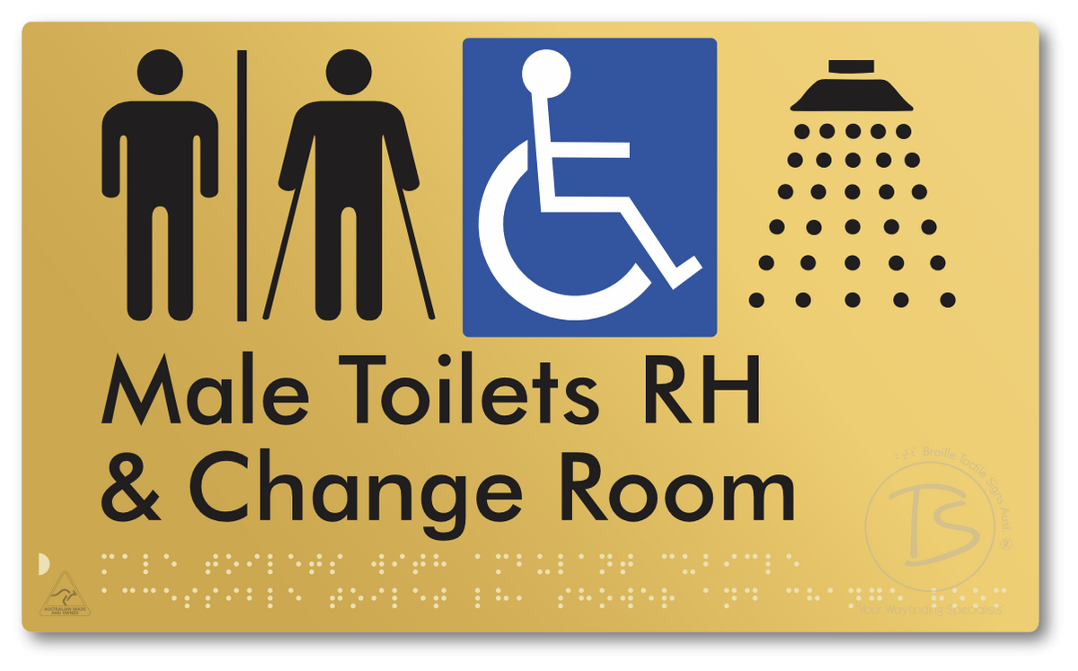 Male Toilets with Ambulant Cubicle Accessible Toilet RH, Shower and Change Room with Air Lock