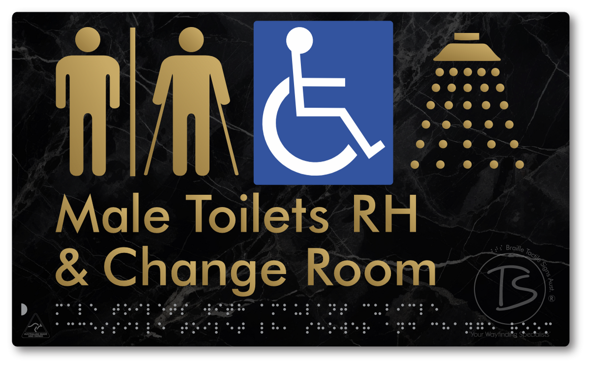 Male Toilets with Ambulant Cubicle Accessible Toilet RH, Shower and Change Room with Air Lock