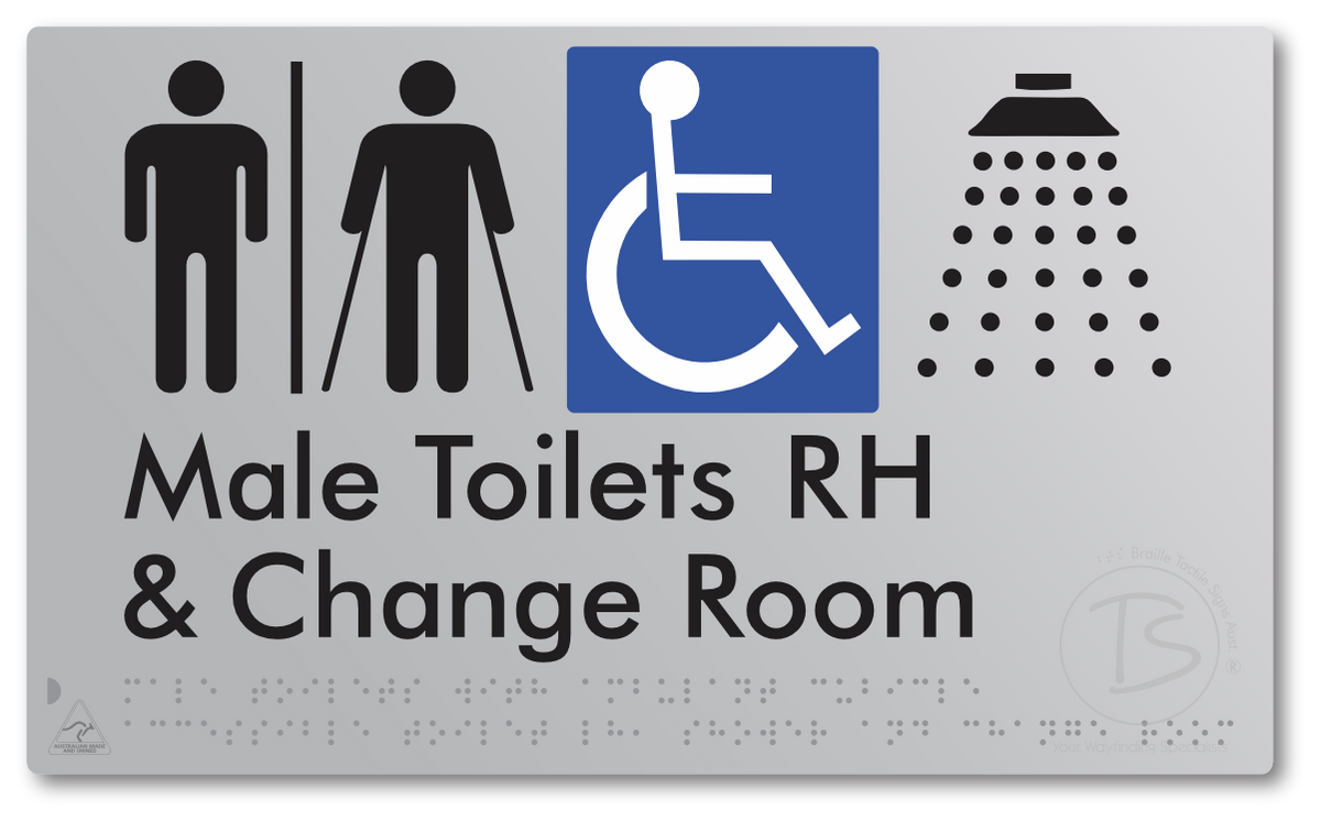Male Toilets with Ambulant Cubicle Accessible Toilet RH, Shower and Change Room with Air Lock