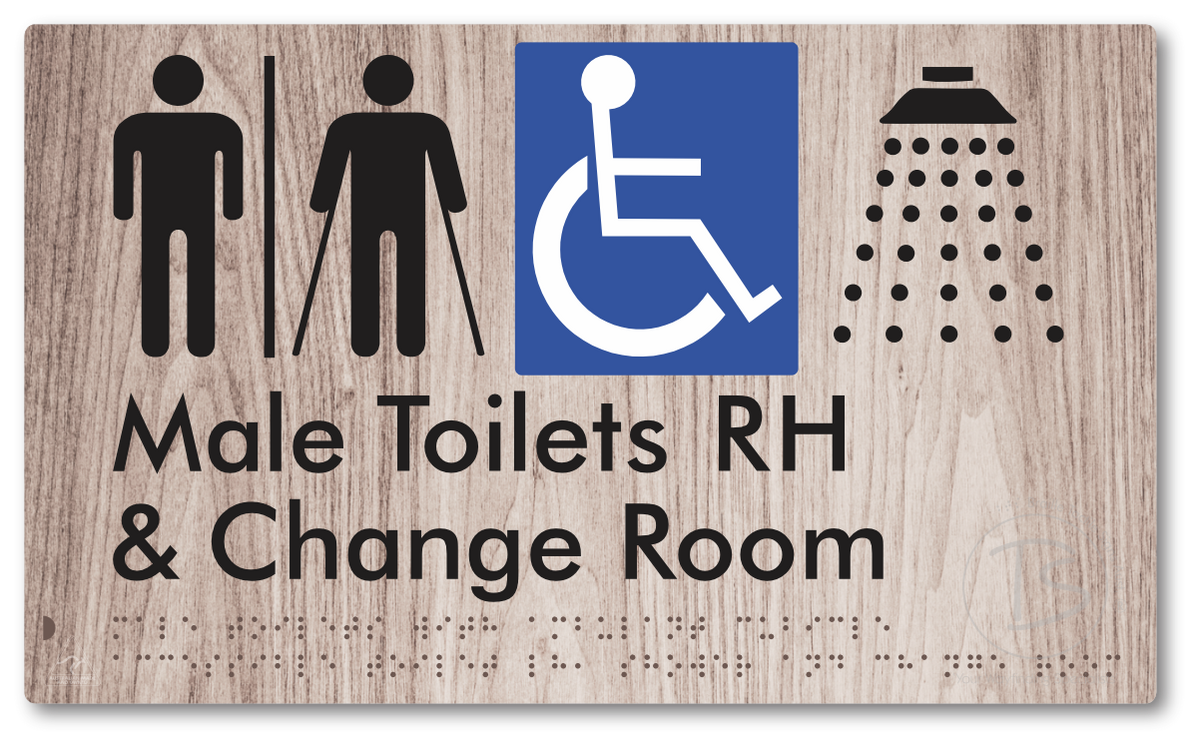 Male Toilets with Ambulant Cubicle Accessible Toilet RH, Shower and Change Room with Air Lock