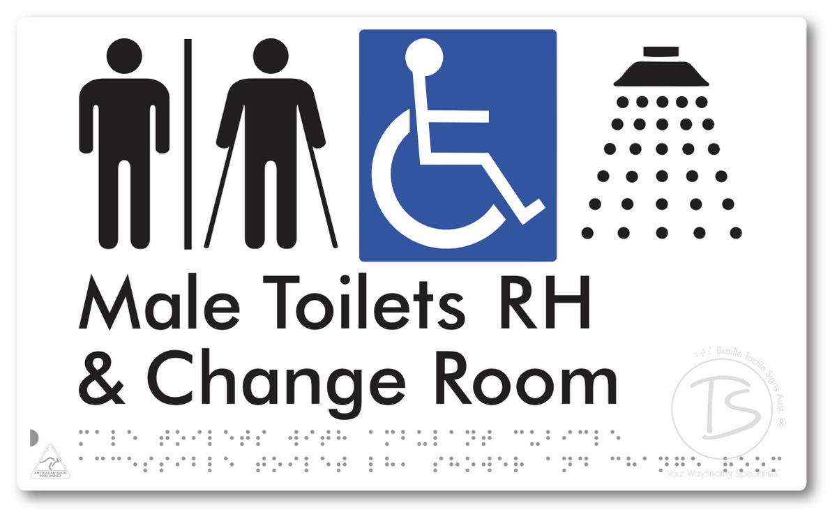 Male Toilets with Ambulant Cubicle Accessible Toilet RH, Shower and Change Room with Air Lock