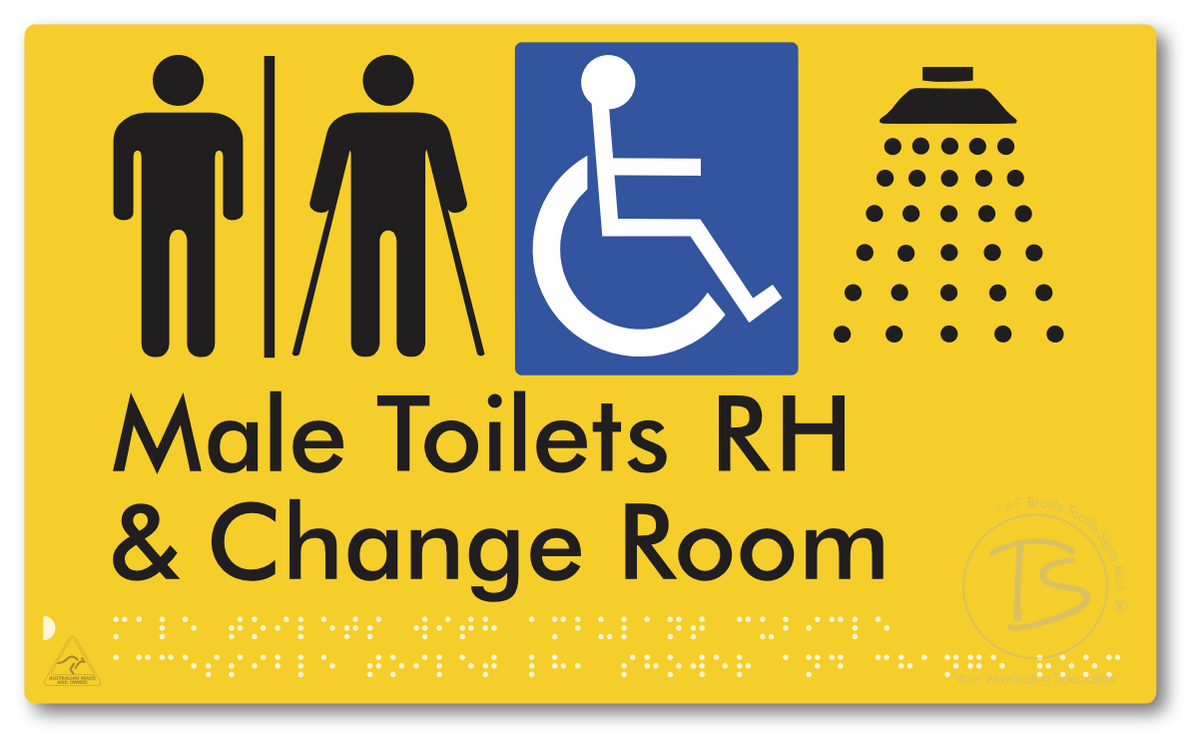 Male Toilets with Ambulant Cubicle Accessible Toilet RH, Shower and Change Room with Air Lock
