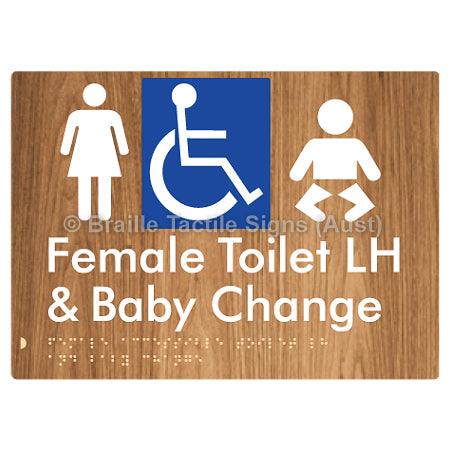 Braille Sign Female Accessible Toilet LH & Baby Change - Braille Tactile Signs (Aust) - BTS372LH-wdg - Fully Custom Signs - Fast Shipping - High Quality - Australian Made &amp; Owned
